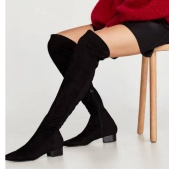 Zara Shoes - ZARA ~ OVER THE KNEE BLACK SUEDE BOOTS ~ 7.5 ~ 38